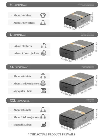 Extra - large Capacity Underbed Clothing Storage Bag: Foldable, for Quilts, Blankets, Pants & Coats, Ideal Wardrobe Organizer