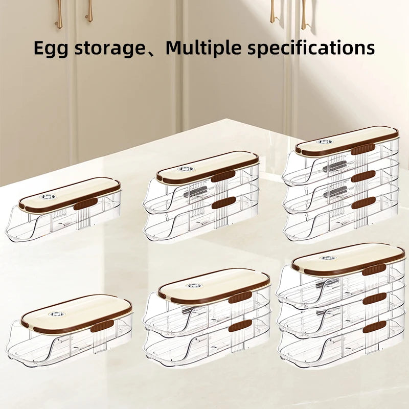 Large Egg shelf Holder for Fridge  Egg Organizer Clear Plastic Egg Container Stackable Egg Dispenser and Storage Bin