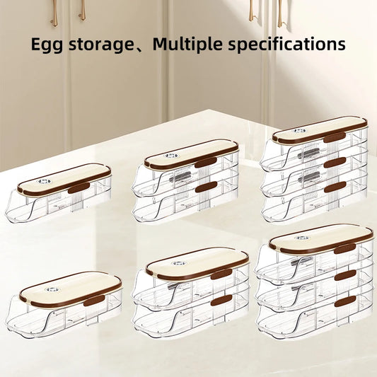 Large Egg shelf Holder for Fridge  Egg Organizer Clear Plastic Egg Container Stackable Egg Dispenser and Storage Bin