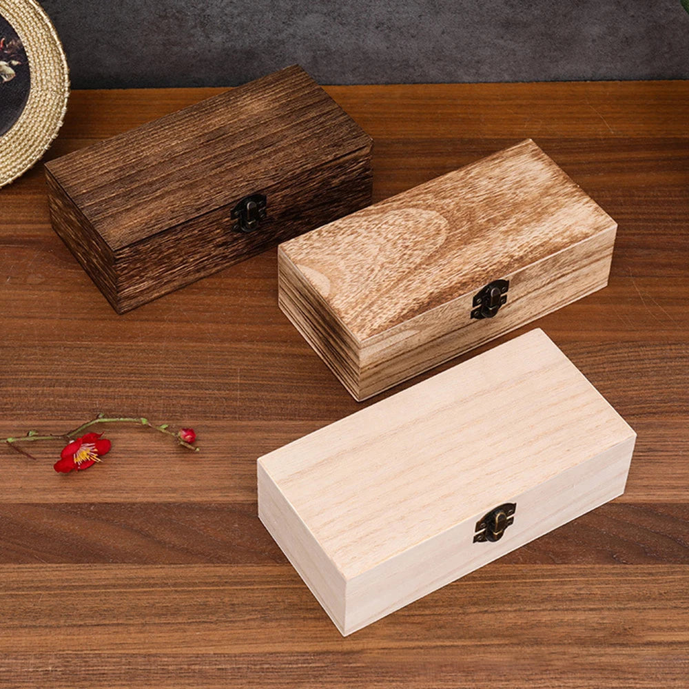 1PC Wooden Gift Box - Rectangular Wooden Box - Colored Storage Box - Wooden Gift Packaging Box
