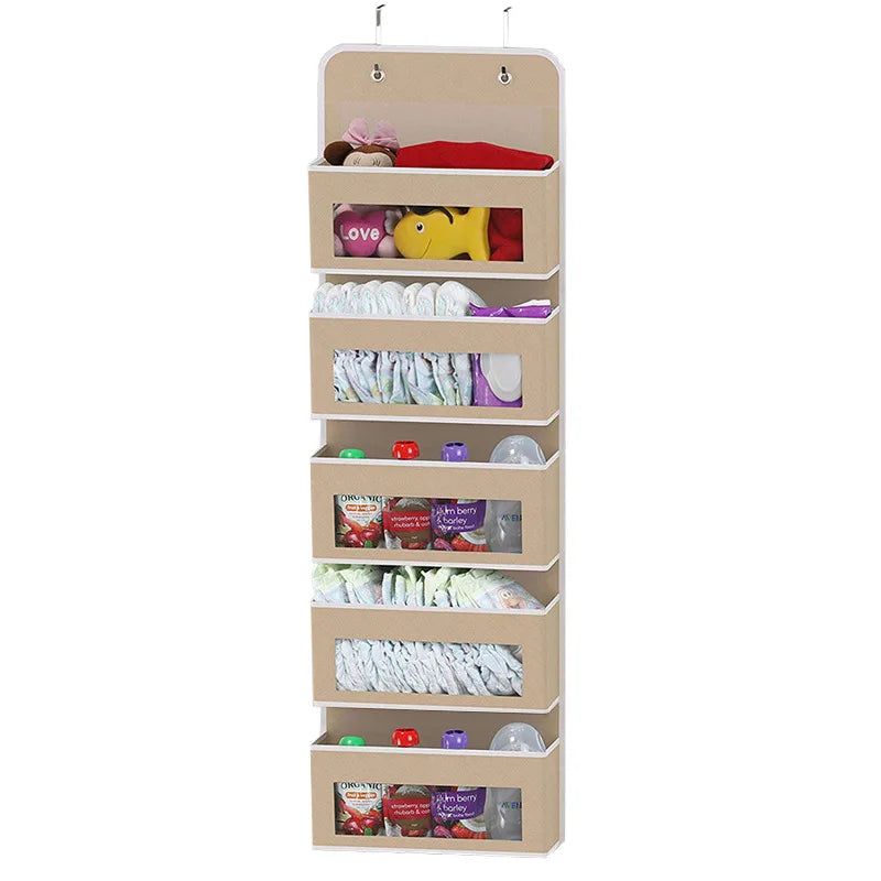 5-Shelf Hanging Storage Organizer - Behind Door, Anti-Tilt, 5 Large Capacity Pockets, Suitable for Bedroom, Bathroom