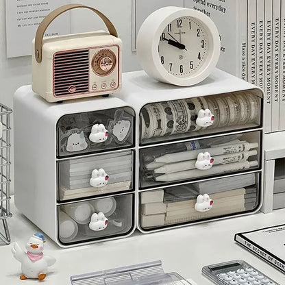 Desktop Drawer Box Desk Pen Holder Hair Accessories Storage Shelf Cosmetic Stationery Storage Box Home School Office Organizer