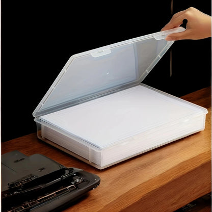 1Pc Transparent Storage Container Plastic Dustproof Box Stationery Jewelry Portable Large Capacity A4 A5 File Organizer Supplies