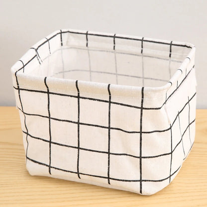 1PC Cotton and Hemp Storage Basket with Handheld Printed Tabletop, Miscellaneous Sorting Cabinet, Small Clothing, Fabric Storage