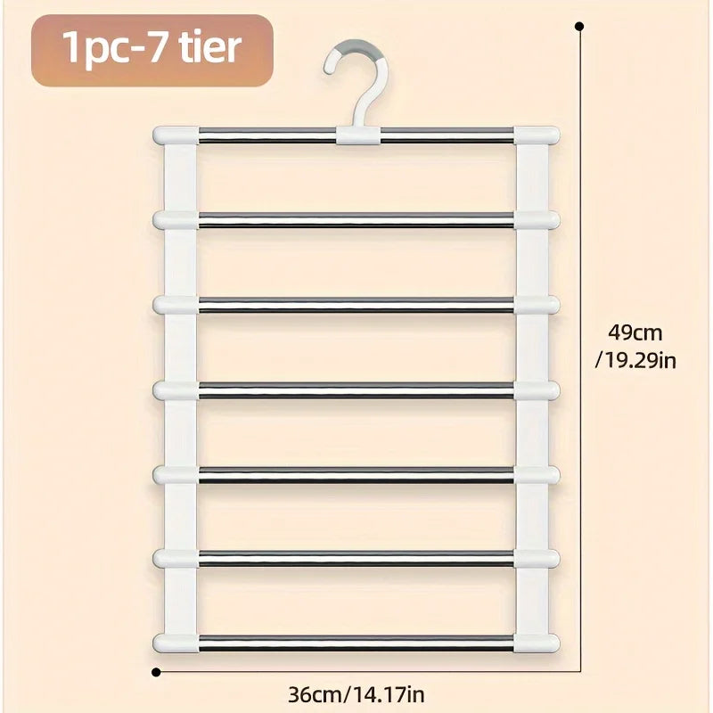 Multi functional pants rack, cloud ladder hanging, folding pants rack, stainless steel pants clip, multi-layer seamless storage