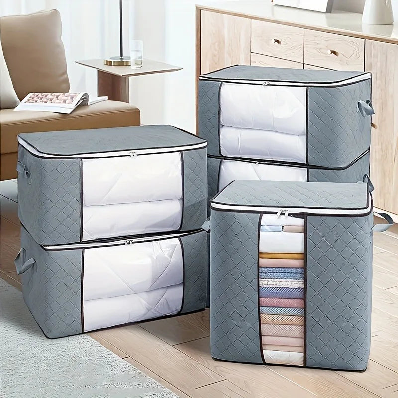 Extra Large Handle Storage Bag - Portable Clothing and Quilt Organizing Bag with Window, Durable Polyester Material, Suitable fo