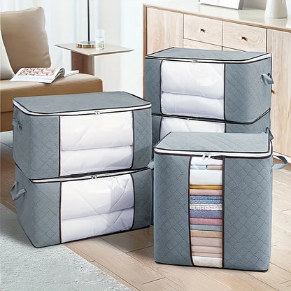 Extra Large Handle Storage Bag - Portable Clothing and Quilt Organizing Bag with Window, Durable Polyester Material, Suitable fo