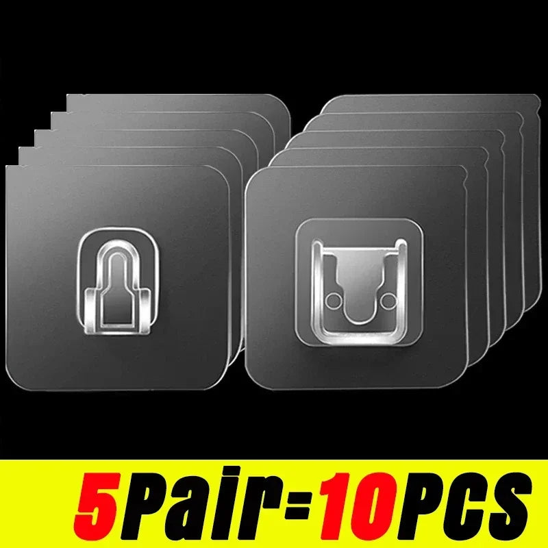 Double-Sided Self Adhesive Wall Hooks Strong Sticky Transparent Traceless Kitchen Bedroom Wall Hook Storage Holders Wholesale