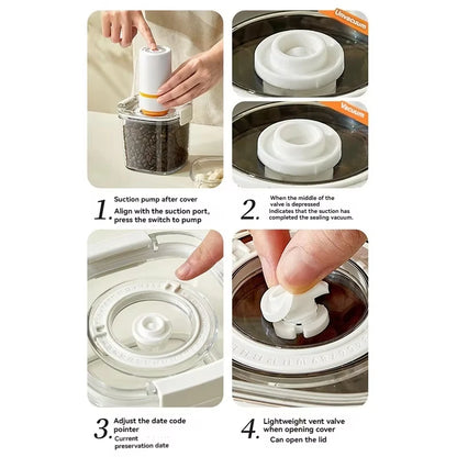 Plastic Vacuum Sealed Tank Electric Coffee Vacuum Container Kitchen Food Grains Candy Storage Box Fresh-keeping Tea Canister