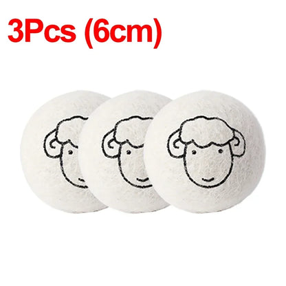 6Pcs Reusable Wool Dryer Balls Clothes Softener Laundry Fleece Dryer Ball Kit Home Clothes Dryer Washing Machine 3/4/5/6/7cm