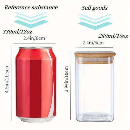 1/2/4/8pcs, 10oz Glass Jars With Airtight Lids, Candy Jars, Food Storage Containers With Bamboo Lids, Clear Jars