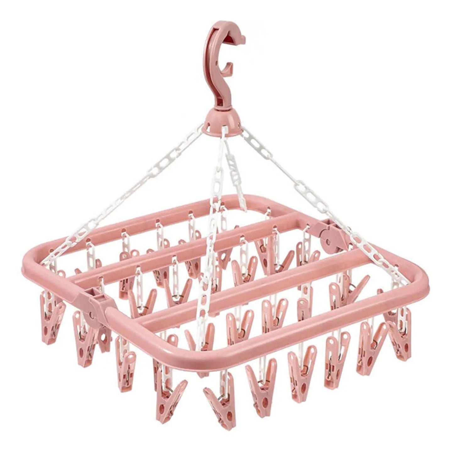 Foldable Drip Hanger with 32 Clips - Plastic Hanging Drying Rack for Clothes Underwear Socks