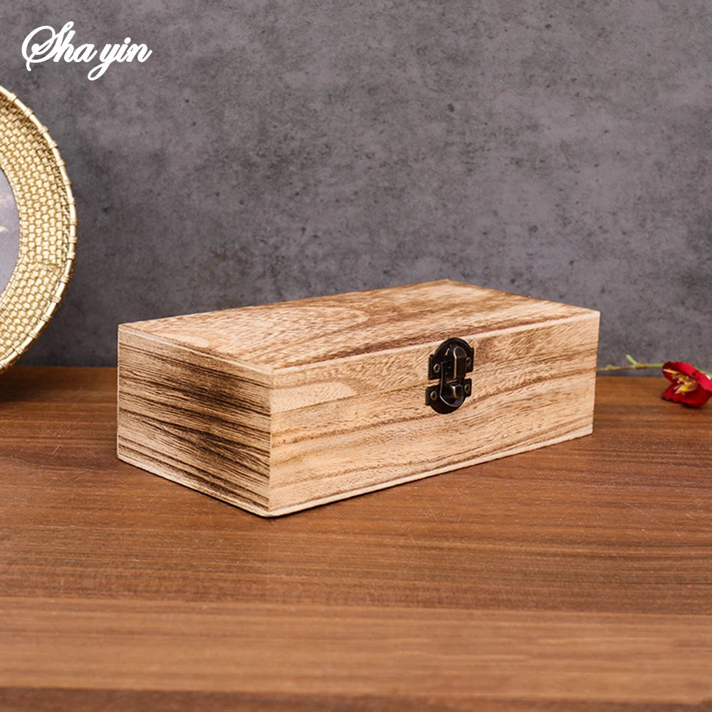 1PC Wooden Gift Box - Rectangular Wooden Box - Colored Storage Box - Wooden Gift Packaging Box
