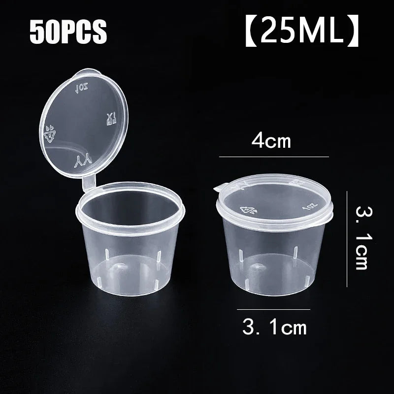 50Pcs Plastic Sauce Jars With Lids Food Sauce Cup Disposable Leak-Proof Packaging Containers Salad Dressings Seasoning