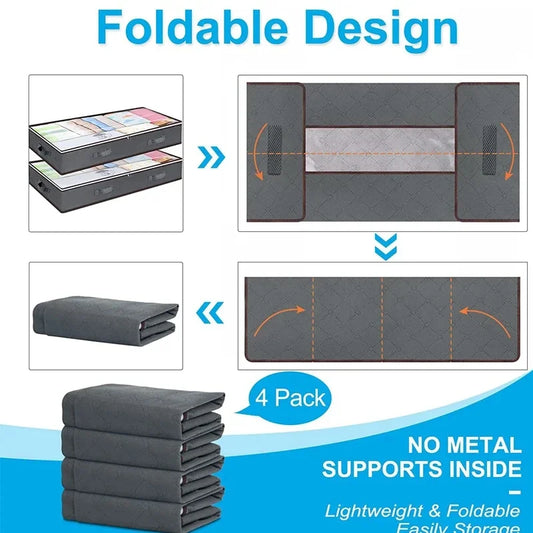 Non-woven Underbed Quilt Storage Bag Organizer Wardrobe Clothes Dust Moisture-proof Finishing Bag Foldable Storage Box