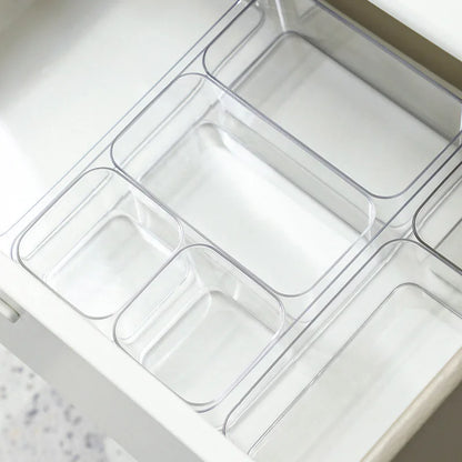 Clear Drawer Organizer Boxes Transparent Plastic Storage Bins Bedroom Dresser Office Storage Box for Makeup Jewelries Gadgets