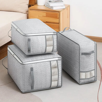 S/M/L 1pc gray clothes storage bag quilt storage bag wardrobe clothes sorting bag with window storage bag waterproof storage bag