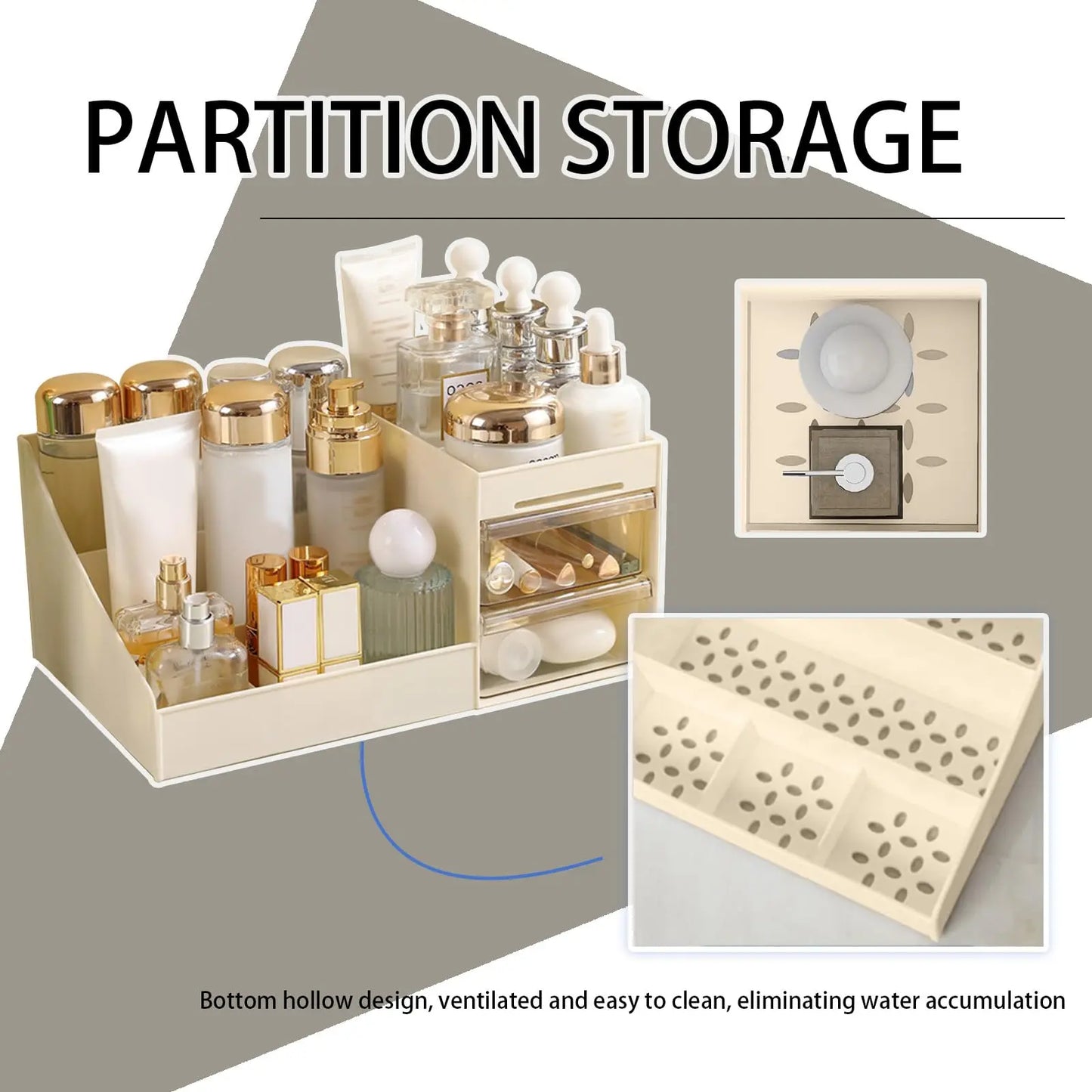 Cosmetic Display Case Desk Storage Box with Clear Drawers Large Capacity Makeup Brush Organizer For Bathroom Desktop