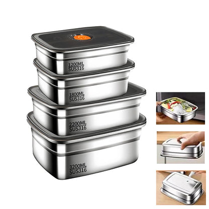 304 Stainless Steel Leak-proof Lunch Box with Lid Bento Box for Outdoor Camping Refrigerator & Freezer Storage Sealed Container