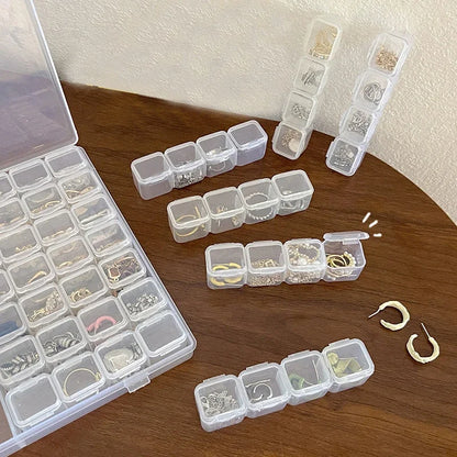 1PC 28/56 Transparent Jewelry Box Dust-Proof Earring Necklace Multi-Compartment Storage Box Hand Ring Delicate Jewelry Box