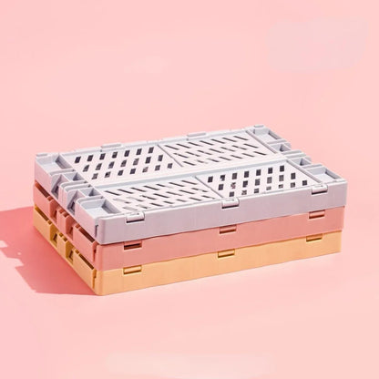 Plastic Foldable Storage Crate Folding Box Basket Stackable Cute Makeup Jewellery Toys Boxes for Storage Box Organizer Portable