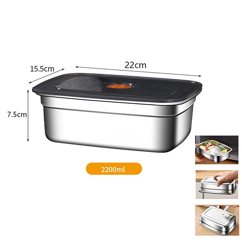 304 Stainless Steel Leak-proof Lunch Box with Lid Bento Box for Outdoor Camping Refrigerator & Freezer Storage Sealed Container