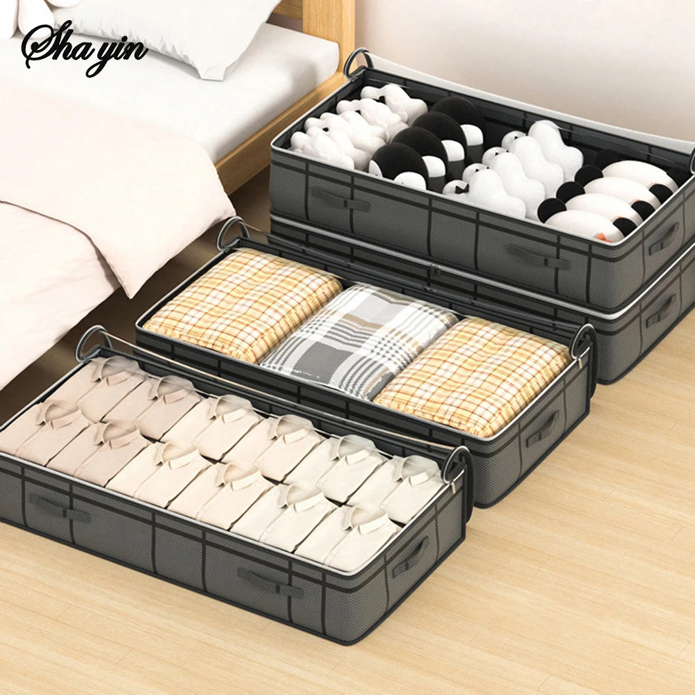 1PC foldable non-woven bed bottom storage bag Large capacity clothing blanket storage bag Tidy bedroom closet dust