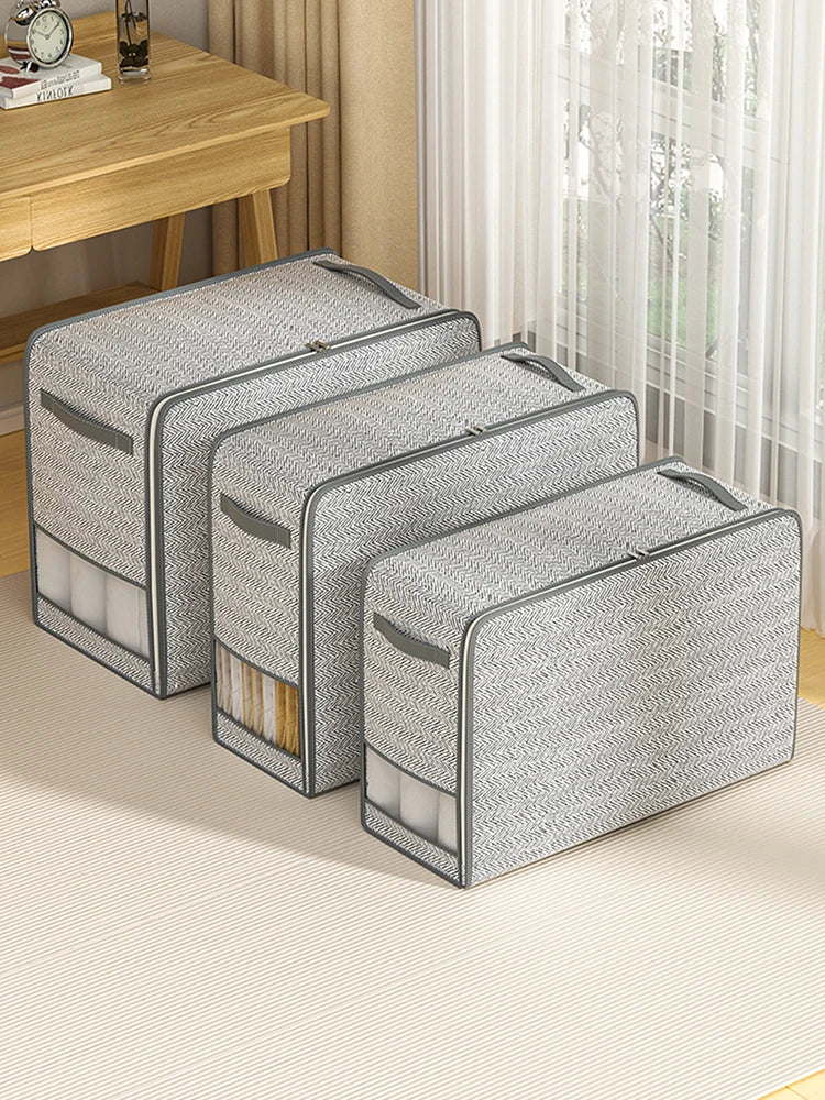 1PC gray clothes storage bag, quilt storage bag, wardrobe clothes sorting bag, with window storage bag, waterproof storage bag,