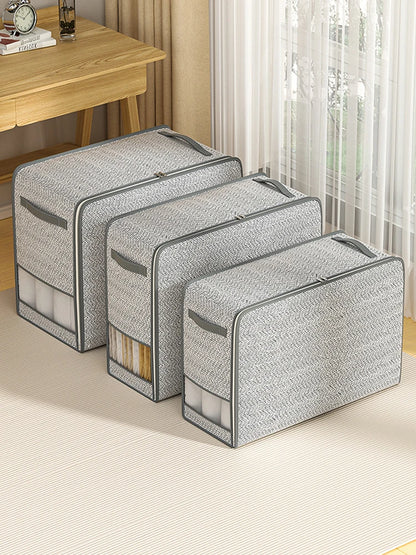 1PC gray clothes storage bag, quilt storage bag, wardrobe clothes sorting bag, with window storage bag, waterproof storage bag,