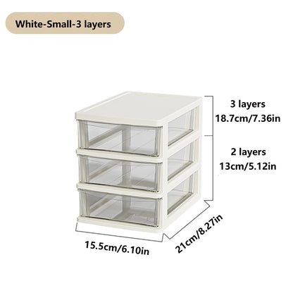 2-6 Layers small Desktop Storage Box with Drawer Heightened Table Organizer Plastic Office storage cabinet  for home Stationery