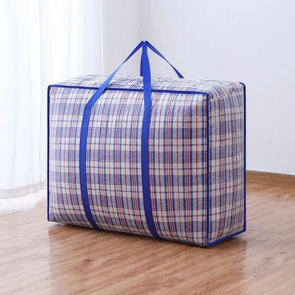 1PC foldable moving bag Large capacity woven bag snakeskin bag Waterproof portable mobile bag blue