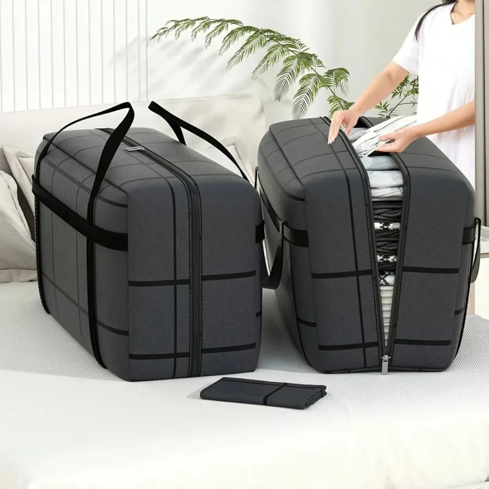 1PC Large Capacity and Super Load-bearing Black Composite Material Storage Bag, Dustproof and Moisture-proof with Zipper