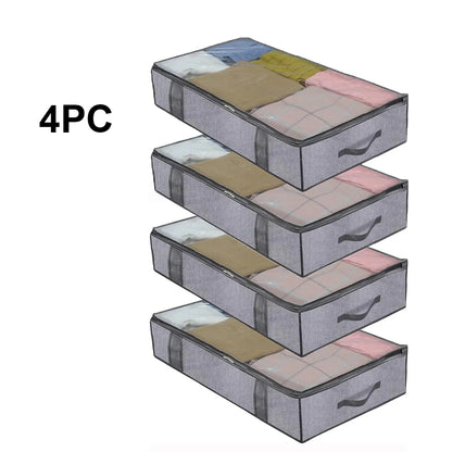 2pcs under the bed quilt storage bag with cover can be folded, can be used for bedding clothes toys with 4 reinforced handle