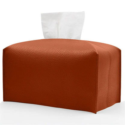 Tissue Box Cover Refined PU Leather Foldable Tissue Box Holder - Decorative Holder/Organizer for Bathroom Vanity Countertop